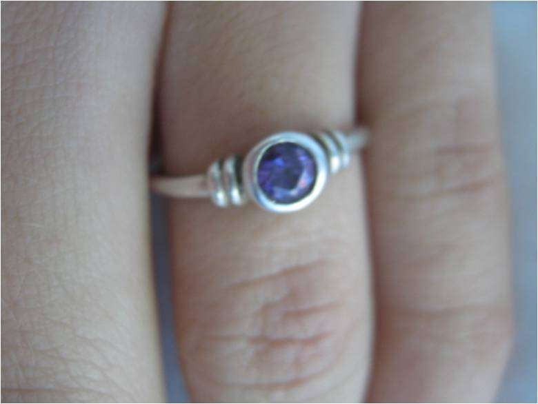SIMPLY BEAUTIFUL SILVER RING WITH AMETHYST CZ