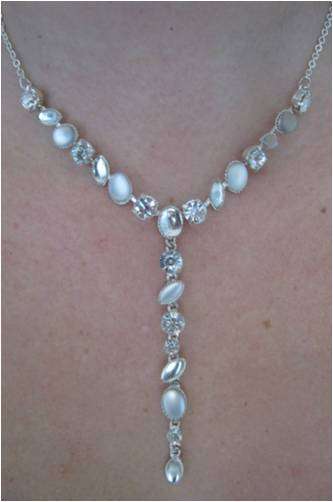 BEAUTIFUL OPAL LIKE STONES AND CRYSTAL NECKLACE