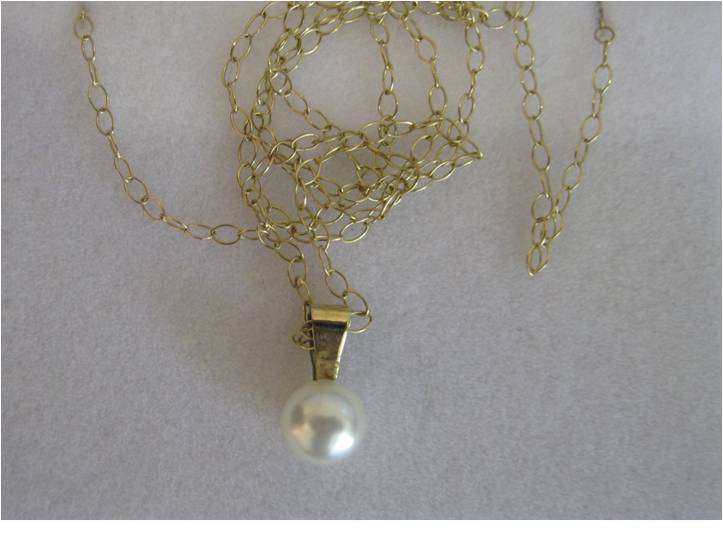 9K CHAIN WITH SMALL CULTURED PEARL