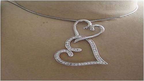 SILVER TONE NECKLACE & HEARTS WITH DIAMANTES