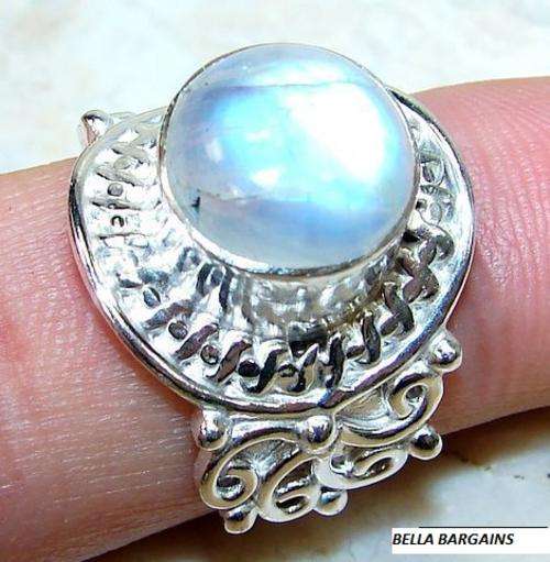 RAINBOW MOONSTONE 925 SILVER ring size. M 1/2