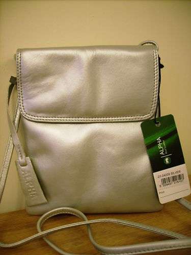 NEW LEATHER SHOULDER BAG SILVER