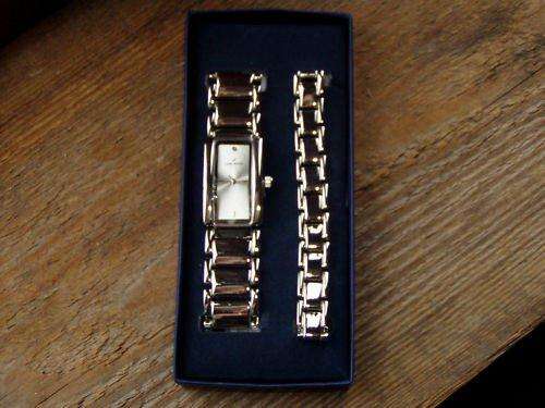 DANIEL HECHTER WATCH AND BRACELET SET - WITH NATURAL CUT DIAMOND AND AUTHENTIC CERTIFICATE