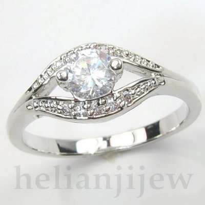 LADY'S SAPPHIRE CZ WHITE GOLD FILLED SIZE UK M.5, UK 6.5