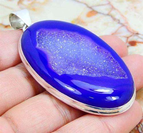 250Ct HUGE MADAGASCAR DRUZY & 925 SILVER PENDANT