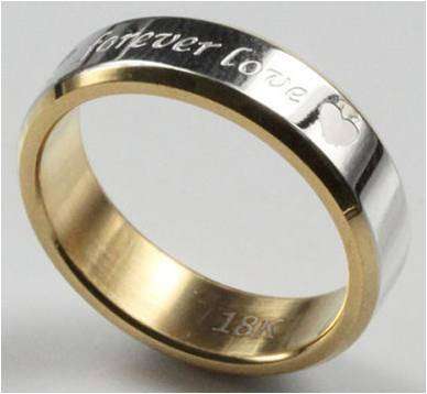 SUPERB 18K GOLD OVER STAINLESS STEEL WITH ENGRAVED "FOREVER LOVE" PERFECT FOR HIM OR HER