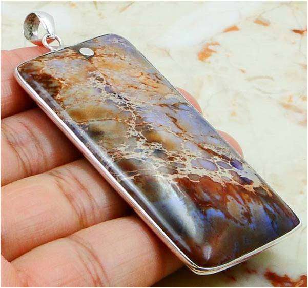 SEA SEDIMENT JASPER 75MM INCASED IN GENUINE SILVER
