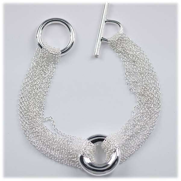 REALLY LOVELY A 925 STERLING SILVER TONED MULTI-LINE BRACELET