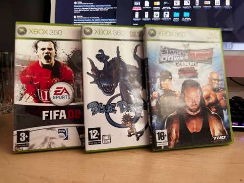 XBOX 360 GAME BUNDLE! BLUE DRAGON, FIFA 08, SMACKDOWN 08