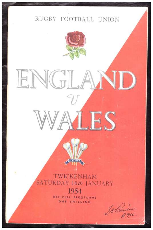 RUGBY : 1954 ENGLAND vs WALES PROGRAMME