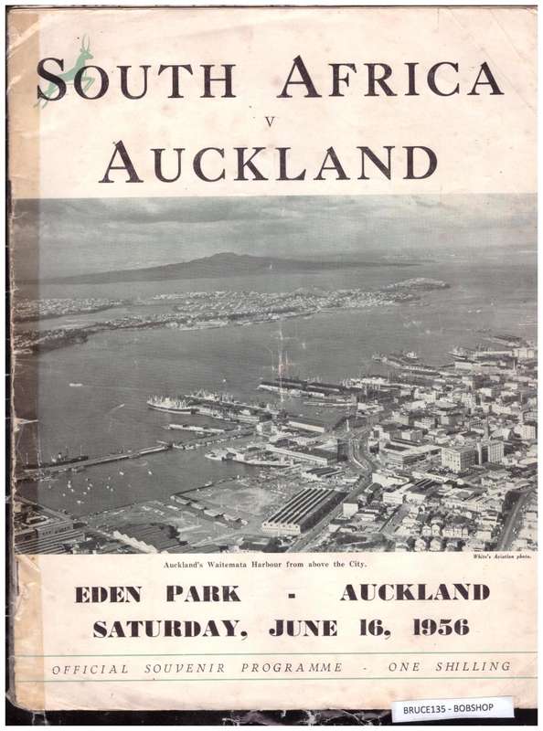 RUGBY : 1956 AUCKLAND vs SOUTH AFRICA PROGRAMME