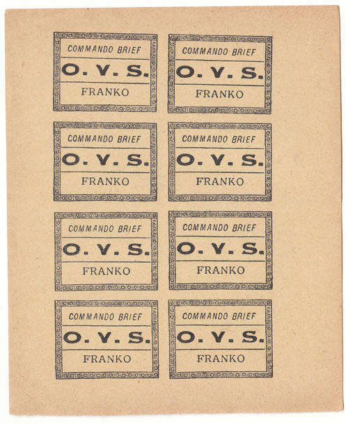COMMANDO BRIEF - O.V.S. FRANKO - IMPERF SHEET - FORGERY? PALE PAPER