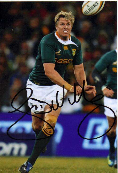 JEAN DE VILLIERS SIGNED - SPRINGBOK RUGBY ACTION PHOTO