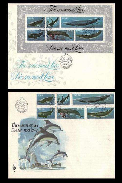 SWA - WHALES - 2 X ILLUSTRATED FDC - MINI SHEET FDC