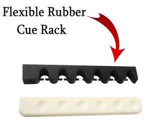 Durable Wall Mounted Flexible Rubber Pool / Snooker Cue Rack Holds 6 Cues