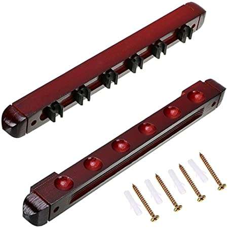 Billiard Stick Wall Rack with 6 Cue Clips for Billiard / Pool Cue Racks