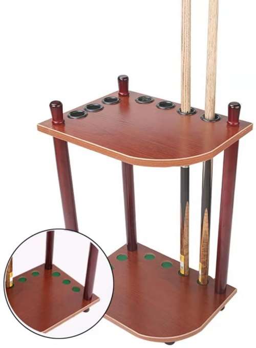 Wooden Pool Cue Holder Snooker Rack Shelf - for 7 Pool Cues for Clubs and Pool Players