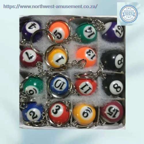 Pool Ball`s 16 Pcs Lot Good Luck Charm Keychain Key ring
