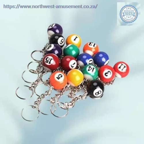 Pool Ball`s 16 Pcs Lot Good Luck Charm Keychain Key ring