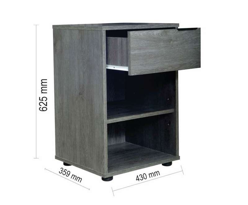 Jake Bedside Table Pedestal Charcoal