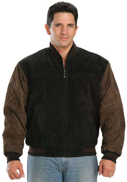 Genuine Suede Leather Bomber Jacket- Medium