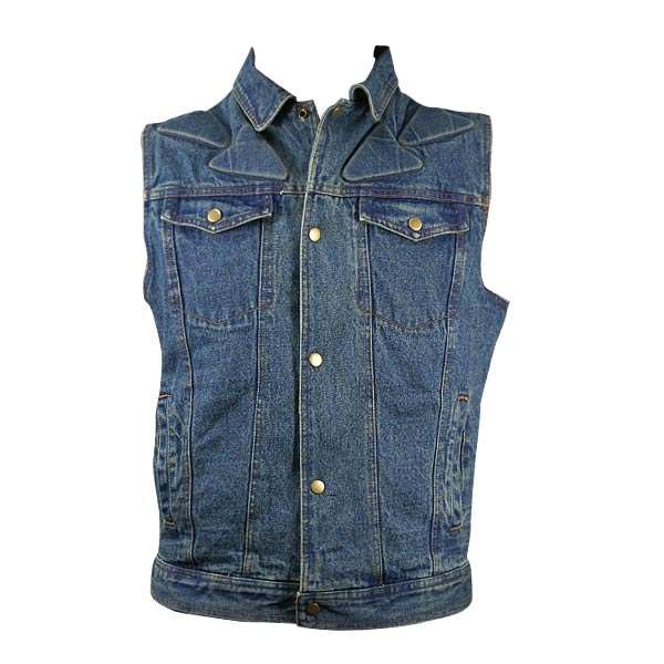 Blue Denim Vest with Padding and Mesh Lining- M