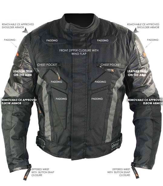 Black and Grey Motorcycle Jacket With Level 3 Advanced Armor XX- Large