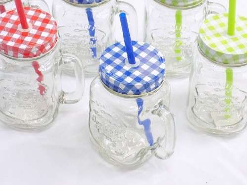 glass mason jars with straws