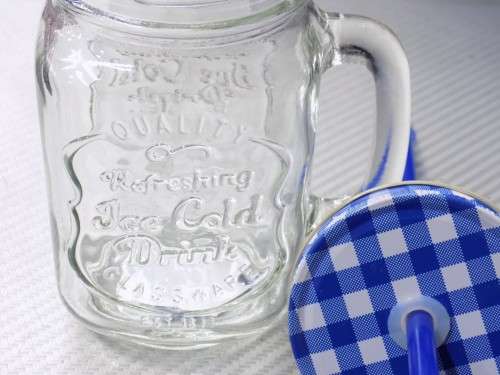 glass mason jars with straw
