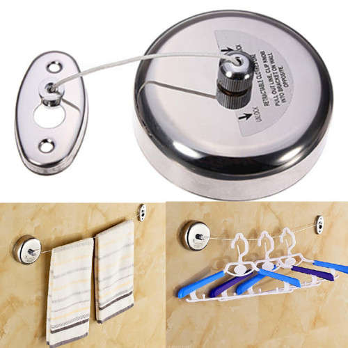 1.8m Silver Retractable Stainless Steel Wall Mounted Laundry Dryer Clothes Line Hanger