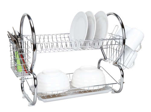 2-Layer Dish Rack Chrome stacks 17 plates