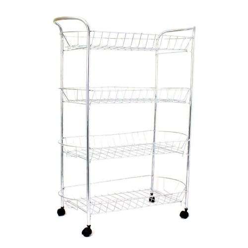 4 Tier Vegetable Fruit Storage Kitchen Trolley Rack Chrome