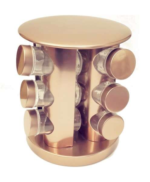12 piece rotating spice rack copper