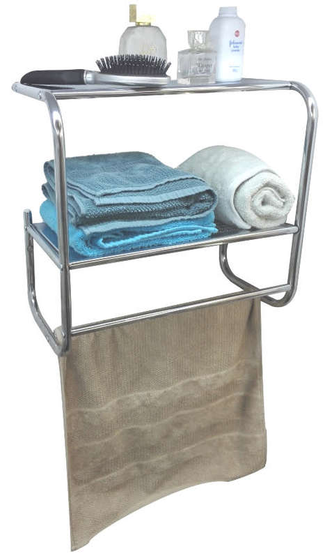 2-Tier Wall Mounting Rack With Towel Bars Chrome plated MIRROR FINISH