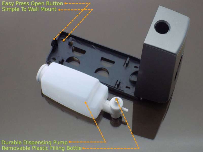 Elegant 300ml Soap Dispenser Plastic Square - Grey