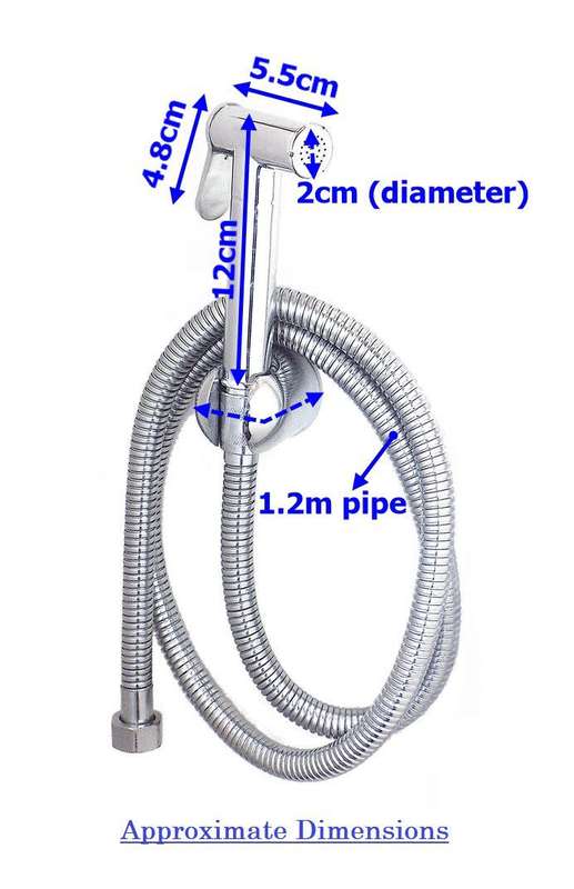 Bidet Set Stainless Steel + Wall Bracket + 1.2m Hose/Pipe
