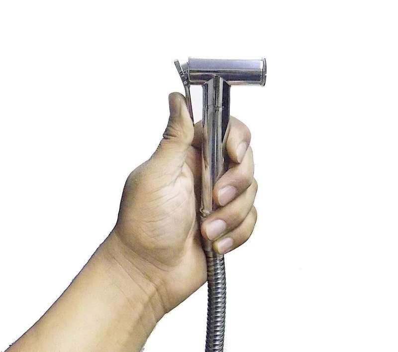 Bidet Set Stainless Steel + Wall Bracket + 1.2m Hose/Pipe