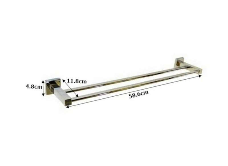 Double Towel Rod Square Stainless Steel