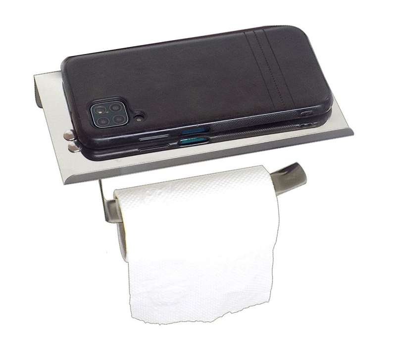 Toilet Paper Holder With Built On Storage Shelf