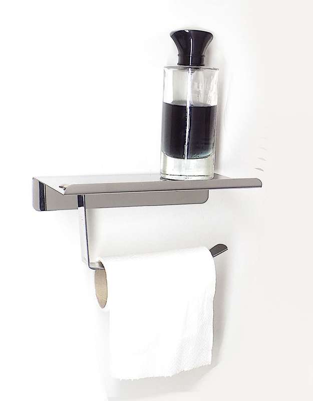 Toilet Paper Holder With Built On Storage Shelf