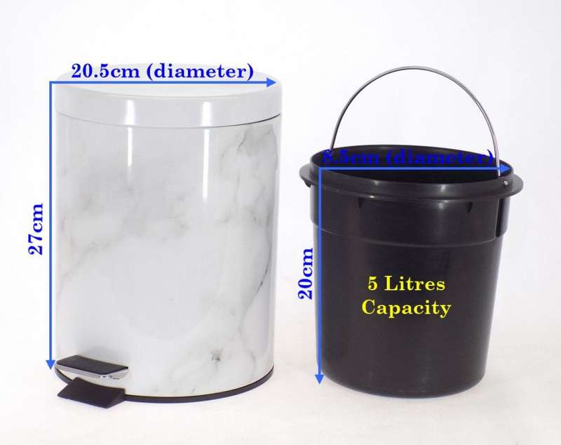 Marble Design 5 Litre Dustbin - White