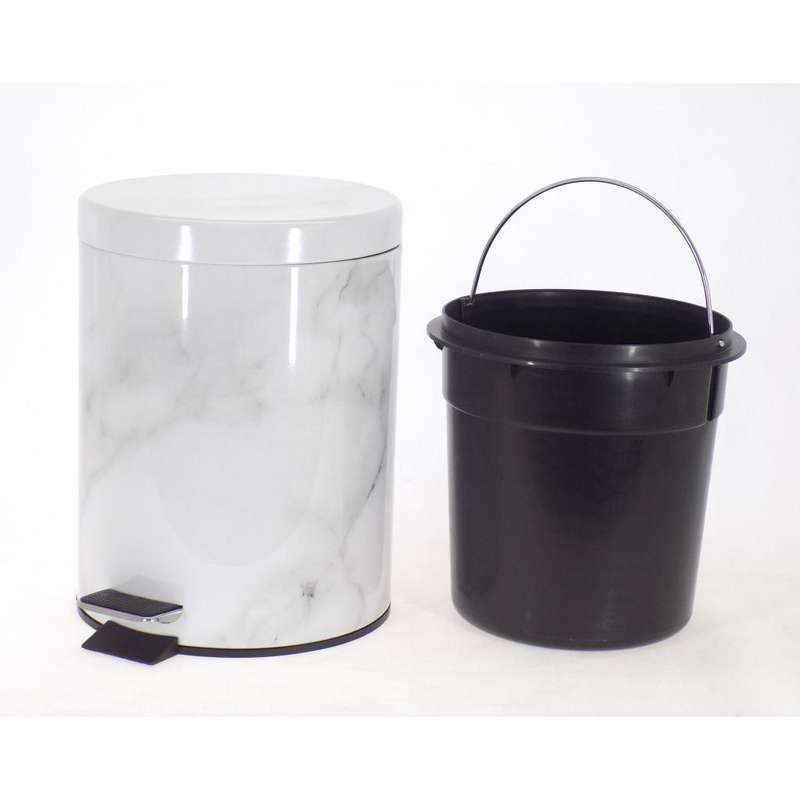 Marble Design 5 Litre Dustbin - White