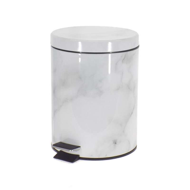 Marble Design 5 Litre Dustbin - White