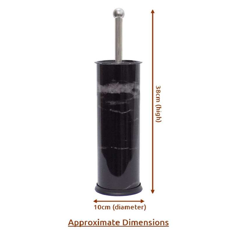 Toilet Brush Round Steel - Marble Design - Black
