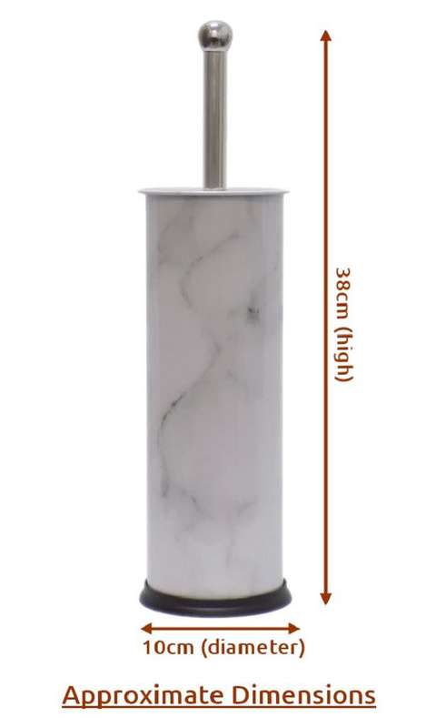 Toilet Brush Round Steel - Marble Design - White