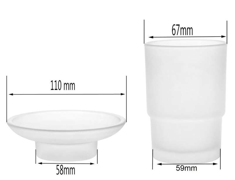 Toothbrush + Soap Dish Round Glass Replacement - Frosted Combo
