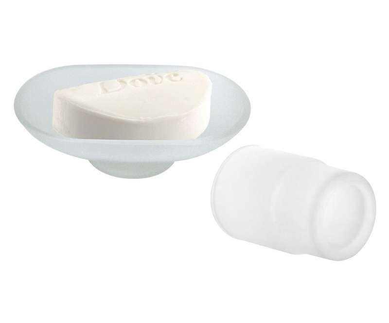 Toothbrush + Soap Dish Oval Glass Replacement - Frosted Combo