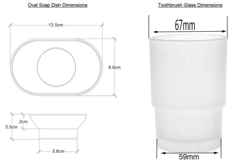 Toothbrush + Soap Dish Oval Glass Replacement - Frosted Combo