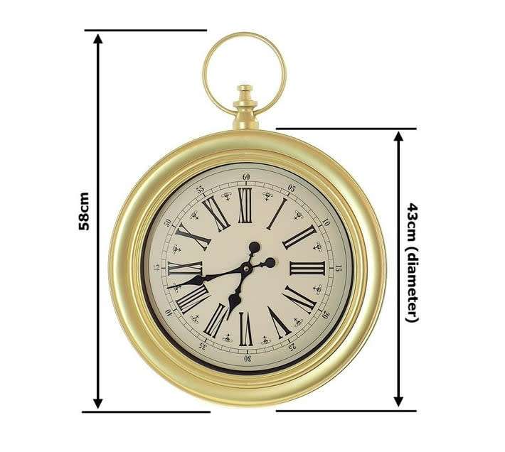 Wall Clock Plastic 43cm Round - Pocket Watch Design