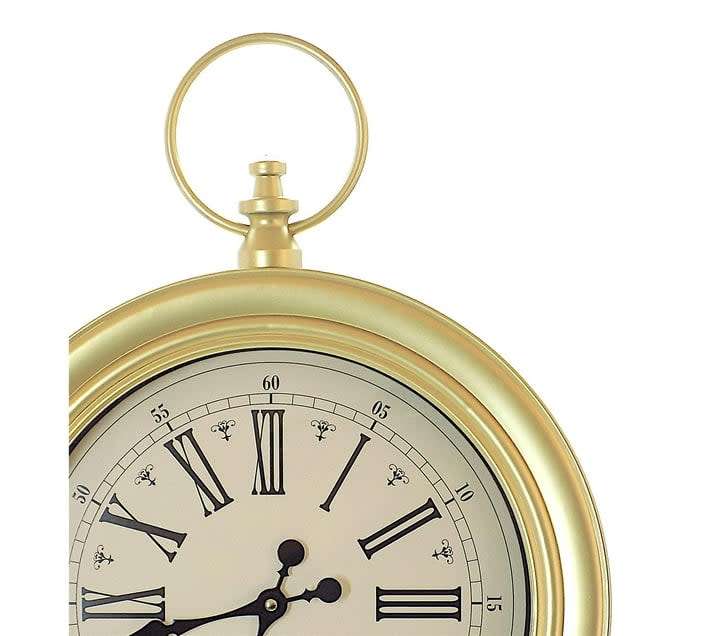 Wall Clock Plastic 43cm Round - Pocket Watch Design